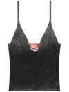 Diesel M-laila Camisole In Faded Ribbed Knit In Black