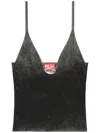 Diesel M-laila Camisole In Faded Ribbed Knit In Black