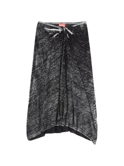 Diesel M-livette Twisted-waist Midi Skirt In Black