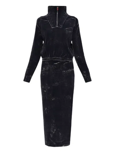 Diesel M-marcelle Quarter-zip Dress In Brown