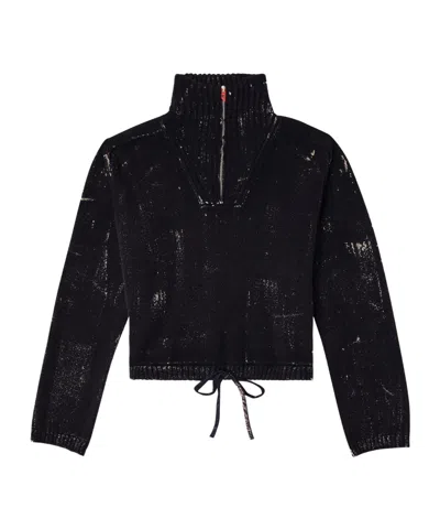 Diesel M-marcellette Half-zip Sweater In Black