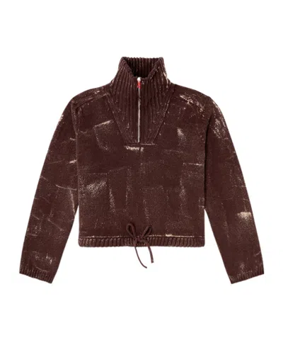 Diesel M-marcellette Half-zip Sweater In Brown