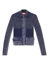 Diesel M-melissa Rib-knit Denim-pockets Cardigan In Blue