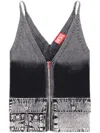 Diesel Knit Tank Top With Denim Cargo Pockets