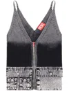 Diesel Knit Tank Top With Denim Cargo Pockets In 900