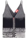 Diesel Knit Tank Top With Denim Cargo Pockets In Grey