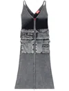 Diesel Knit Tank Top With Denim Cargo Pockets In Grey