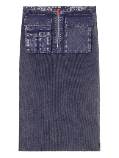Diesel M-merin Ribbed Zip-front Skirt In Blue