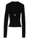 Diesel Fitted Black Ribbed Wool Sweater In Multi