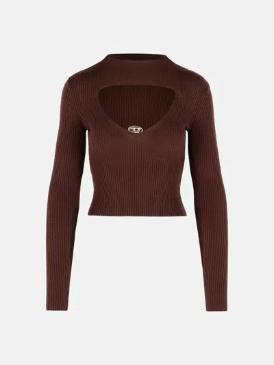 Diesel 'm-olina' Redwood Wool Sweater In Burgundy