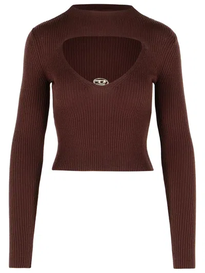 Diesel 'm-olina' Redwood Wool Sweater Women In Burgundy