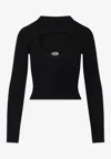 Diesel M-valari Top In Black Ribbed Stretch Jersey In Black
