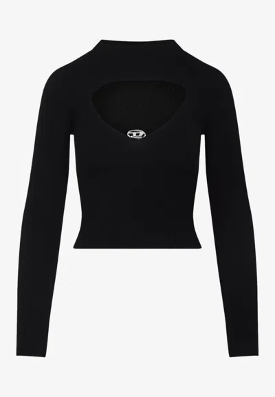 DIESEL M-OLINA RIBBED KNIT CROPPED TOP