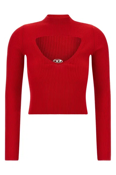Diesel Red Ribbed Wool M-olina Top