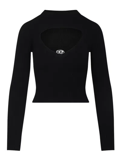 Diesel Ribbed Top With Keyhole Neckline In Black