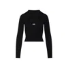 Diesel M-valari Top In Black Ribbed Stretch Jersey In Black