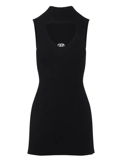 Diesel M-oloni Cut-out Ribbed Mini Dress In Black