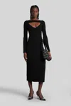 Diesel M-oloni Long Dress In Black Wool In Black