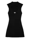 Diesel M-oloni-short Ribbed Dress With Keyhole Opening In Black