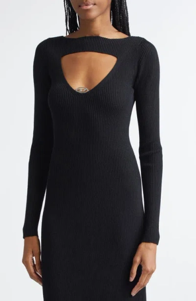 Diesel ® M-oloni Wool Rib Sweater Dress In Black