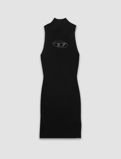 Diesel Black Logo Viscose Blend Mini Dress