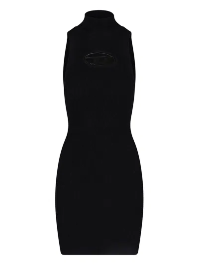Diesel M-onerva Ribbed-knitted Sleeveless Dress In Black