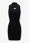 Diesel Black Tank Top With D Logo Cut-out In Black