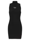Diesel M-caddix Black Dress With Oval D Logo Plaque On The Front In Viscose Blend Woman In Black