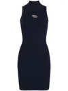 Diesel Ribbed Viscose Dress With Frontal Monogram In Black  