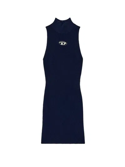 Diesel Mini Black Dress With Oval D Cut Out Detai In Viscose L