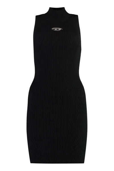 Diesel M-onervax Knitted Turtleneck Dress In Black