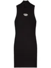 Diesel High Neck Fitted Mini Dress With Ribbed Texture In Black