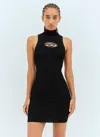 Diesel Mini Black Dress With Oval D Cut Out Detai In Viscose L In Black