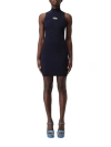 Diesel Ribbed Viscose Dress With Frontal Monogram In Black