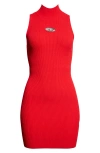Diesel ® M-onervax Rib Body-con Mock Neck Minidress In Red