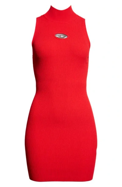 Diesel ® M-onervax Rib Body-con Mock Neck Minidress In Red