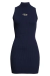 Diesel M-onervax High-neck Mini Dress In Blue