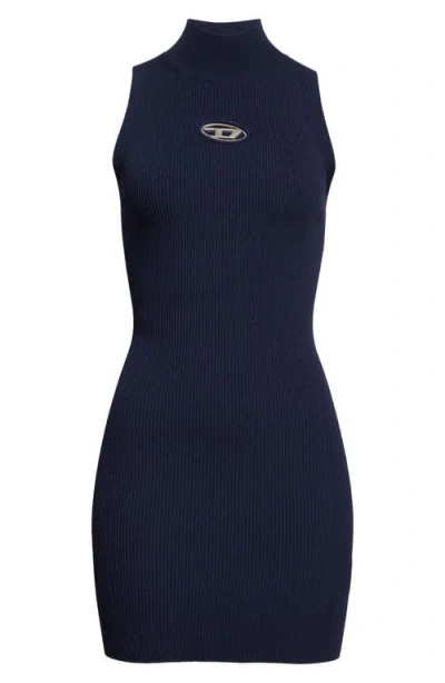 Diesel M-onervax High-neck Mini Dress In Blue