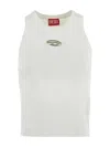 Diesel M-caddix White Top With Oval D Logo Plaque On The Front In Viscose Blend Woman In White