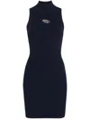 Diesel Ribbed Viscose Dress With Frontal Monogram In Blue