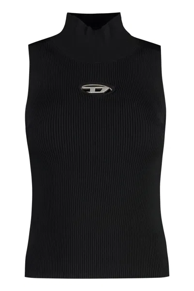 Diesel M-onervax Ribbed Tank Top In Black