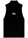 Diesel Ribbed-knit Sleeveless Top With Turtle Neck In Black