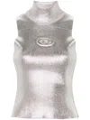 Diesel M-onervax Metallic Effect Tank Top Tank Top In Silver