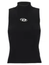 Diesel Black Tank Top With D Logo Cut-out In Ribbed Jersey Woman In Black