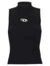 Diesel Black Tank Top With D Logo Cut-out In Ribbed Jersey Woman In Black
