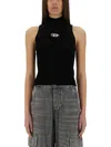 Diesel Knit Tank Top In Cashmere Blend In Black
