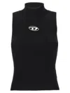 Diesel Black Tank Top With D Logo Cut-out In Ribbed Jersey Woman In Black