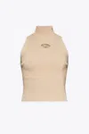 Diesel M-onervax-top Powder Pink Ribbed Knit Turtleneck Top - M Onervax Top In Cipria