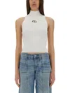 Diesel Sleeveless Top With Logo In White