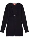 Diesel Deep V-neck Black Sweater With Twist Detail In 81e